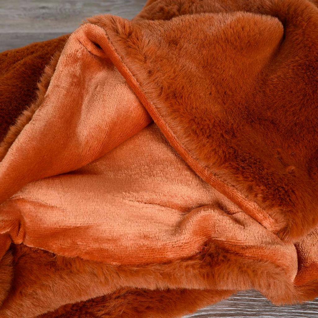 Orange faux 2024 fur throw blanket