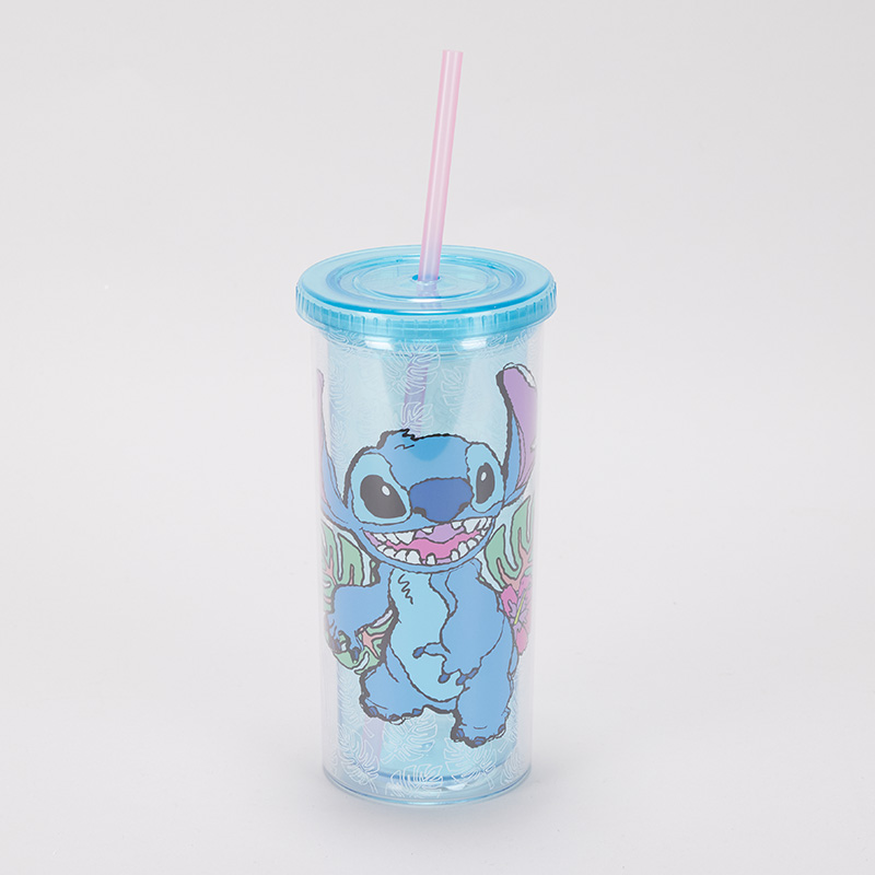 Stitch Plastic Cold 20 Oz. Cup with Lid and Straw