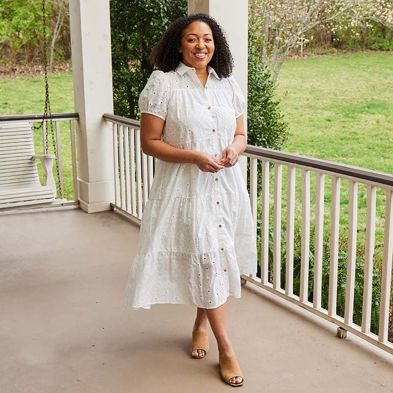 Tiered Eyelet Ivory Dress Horse Cracker Barrel