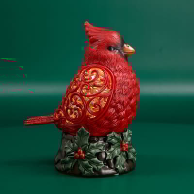 LED Cardinal Figural Glitter Globe