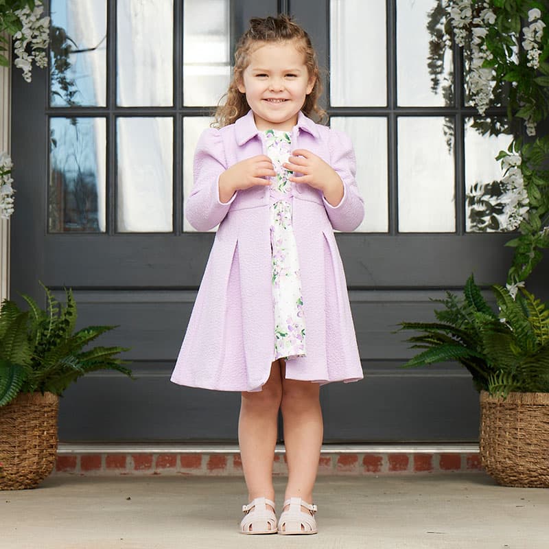 Toddler Floral Dress with Purple Coat - Cracker Barrel