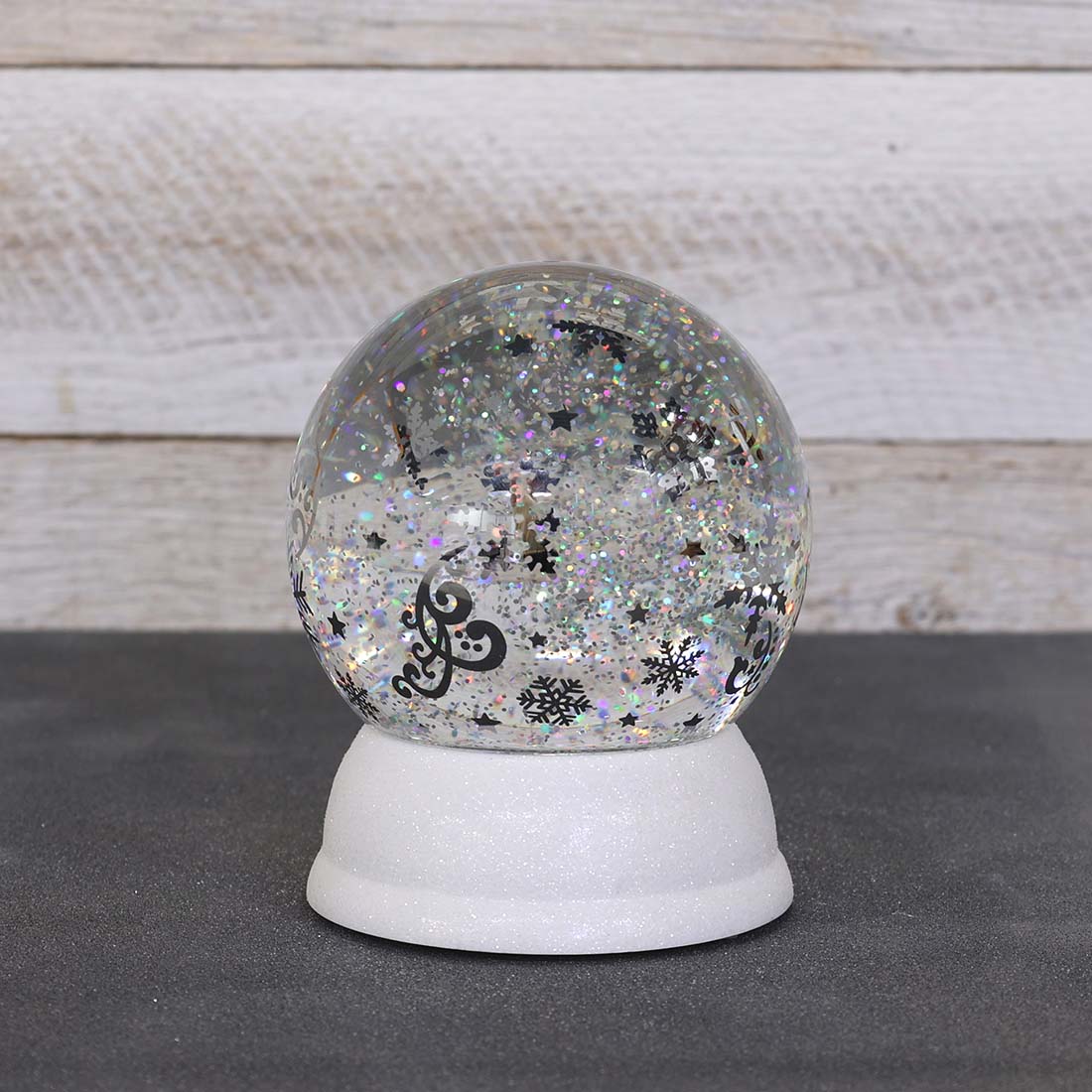 Acrylic Snowflakes and Stars Glitter Globe