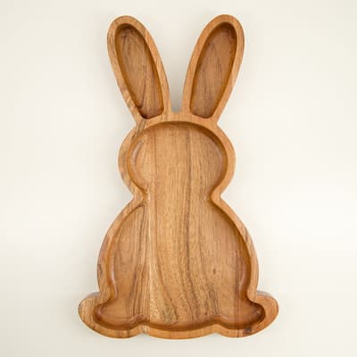 Wood Bunny Carved Bowl