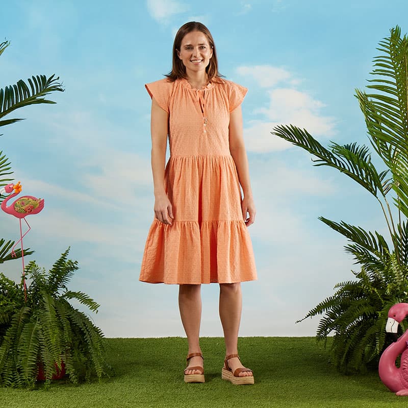 Coral eyelet dress sale