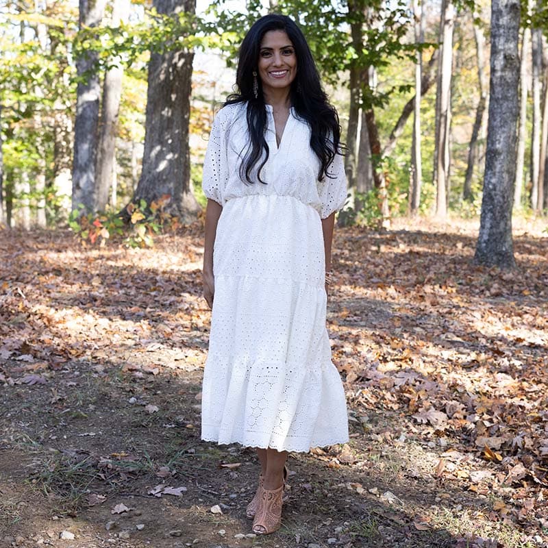 Balloon Sleeve Eyelet Ivory Dress - Cracker Barrel