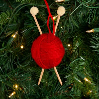 Yarn Ball with Knitting Needles Ornament