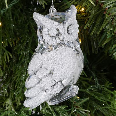 Frosted Clear Owl Ornament