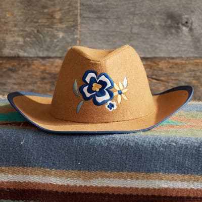 Toddler Embroidered Flower Cowboy Hat