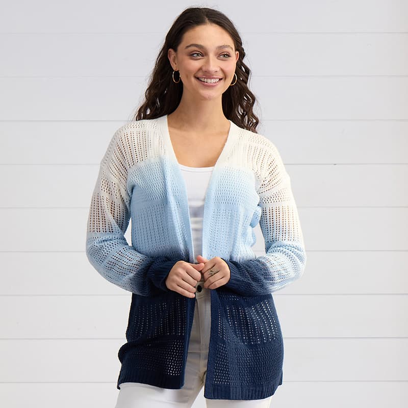 Ombre Open Knit Cardigan Cracker Barrel