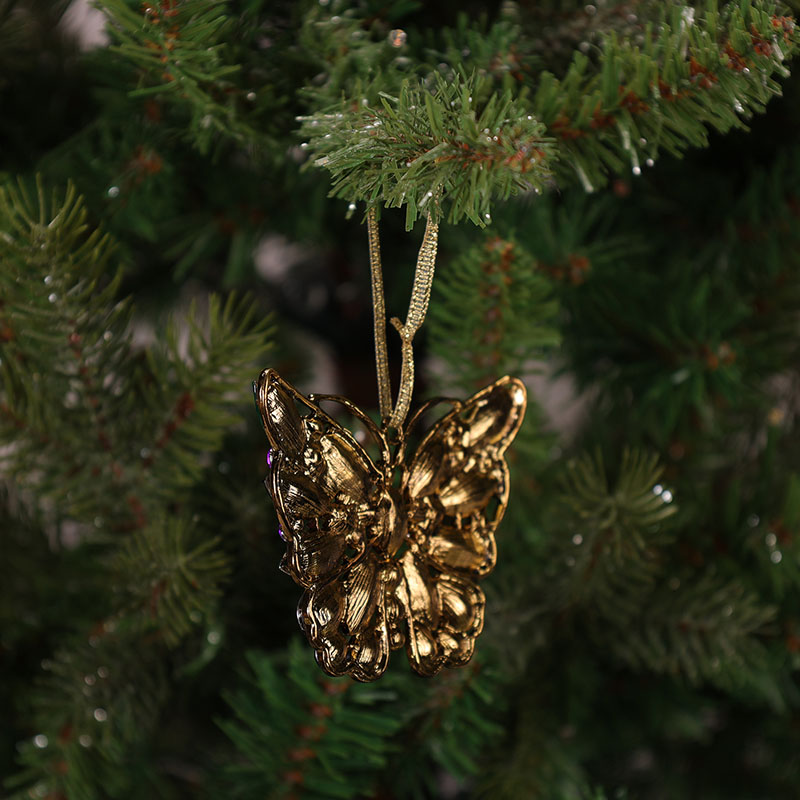 White Glitter Butterfly Clip Ornament - Cracker Barrel