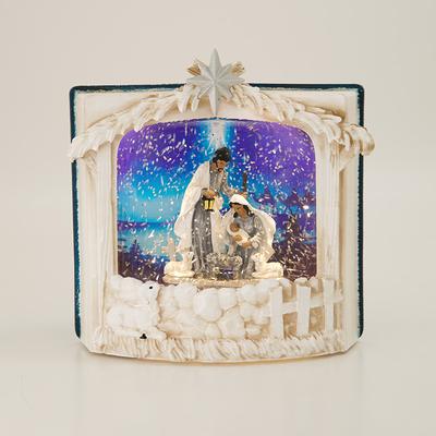 LED African American Nativity Book Glitter Globe