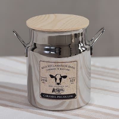 Milk Reclamation Barn&reg; 12.5 Oz. Caramel Pecan Log Butter Churn Candle