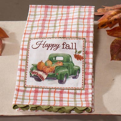 Happy Fall Plaid Tea Towel