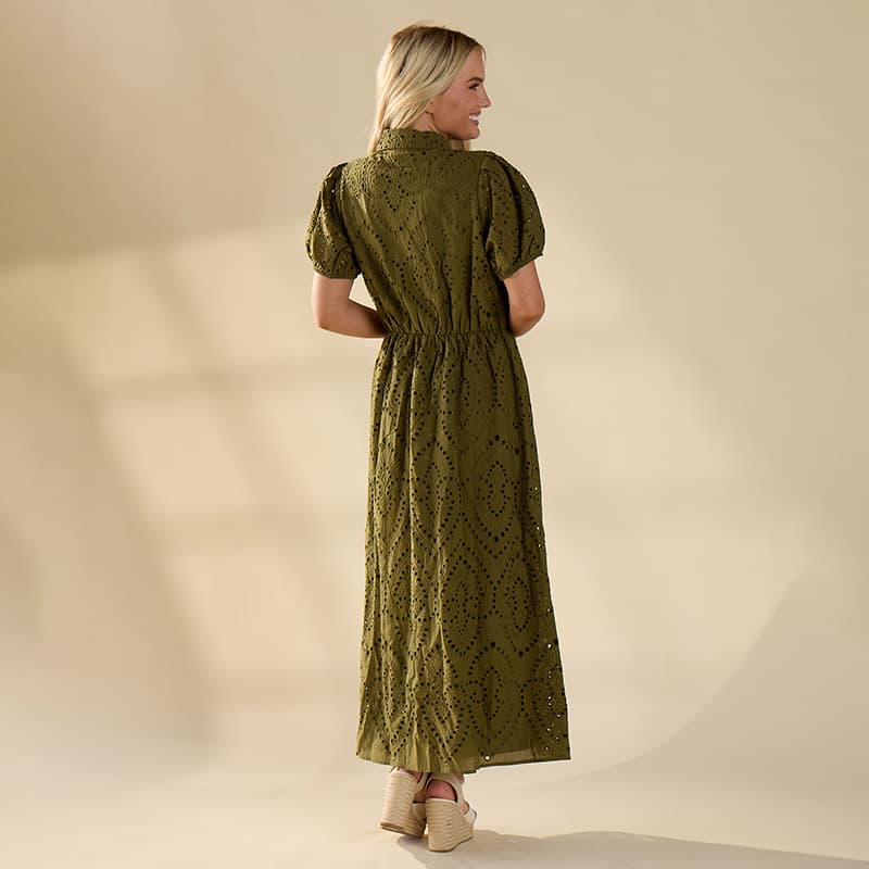 green dress white collar Tuckernuck Green Embellished Aurelie Shift Dress Green / S