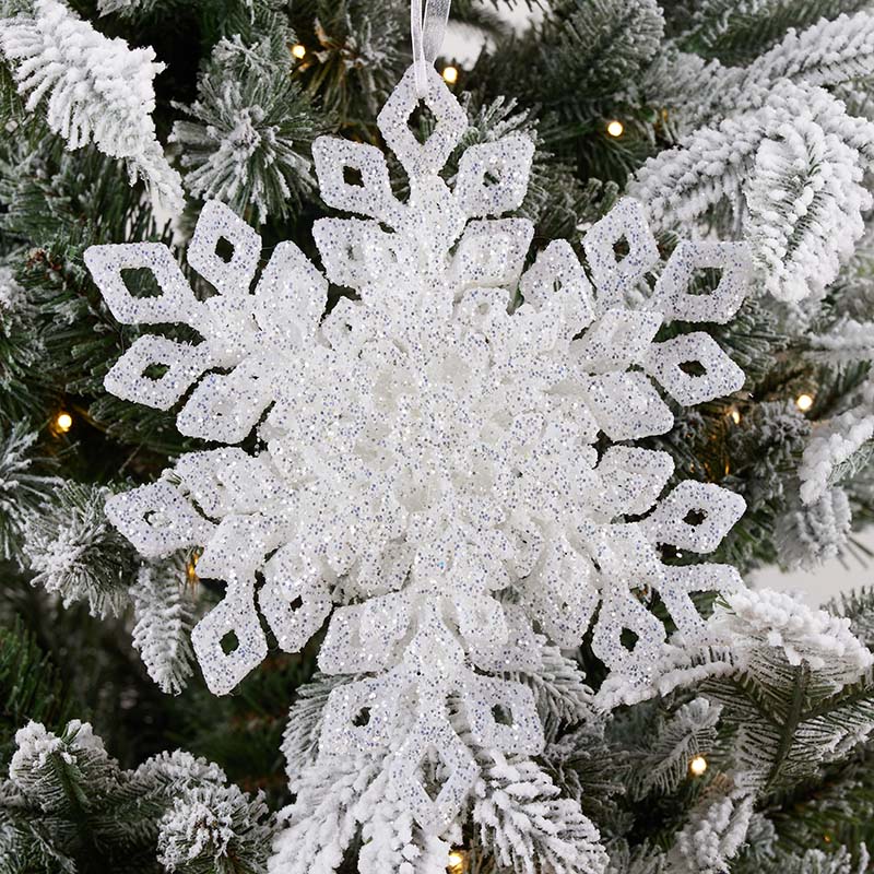 Jumbo White Glitter Snowflake Ornament - Cracker Barrel