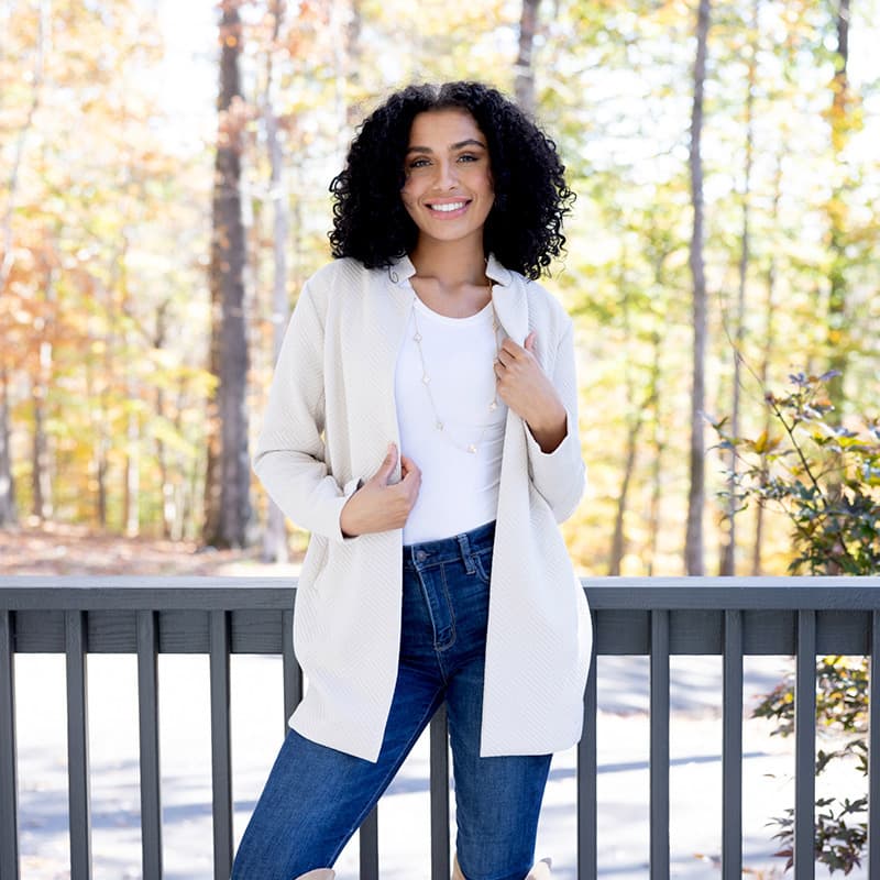 Ivory open front clearance cardigan