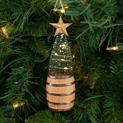 Light Up Tree in Barrel Ornament
