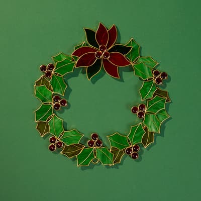 Stained Glass Wreath Wall Hanging
