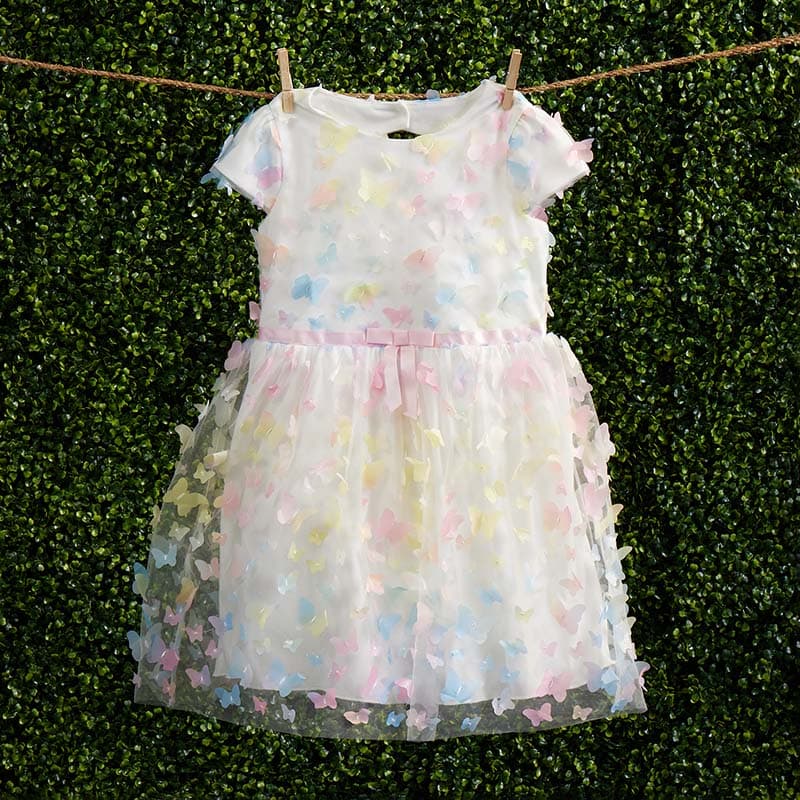 Ombre 3D Butterfly White Dress - Cracker Barrel