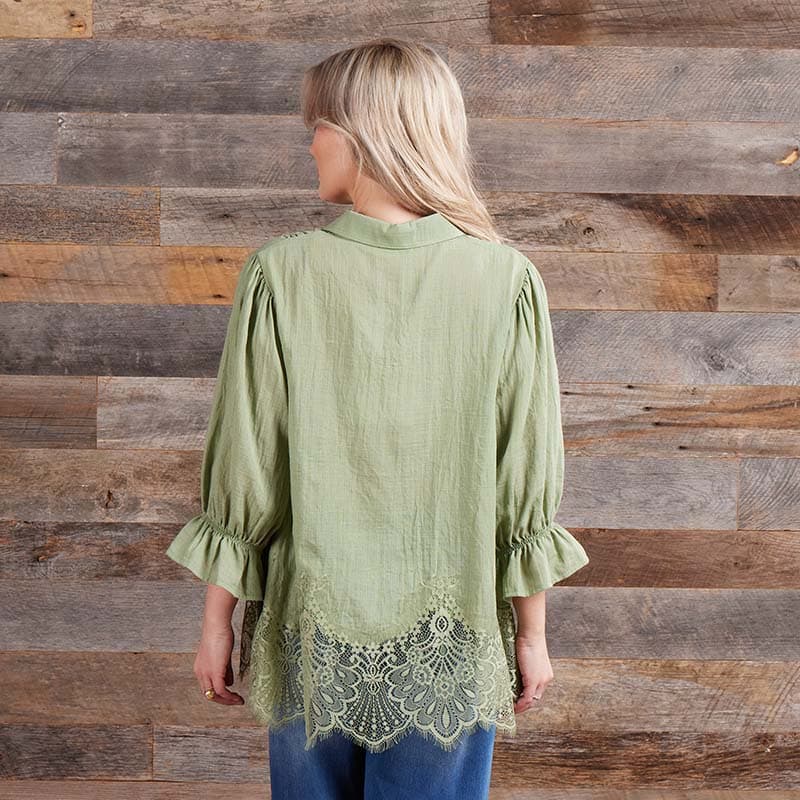 マガシーク MAGASEEK French sleeve blouse （グリーン） マガシーク MAGASEEK French sleeve blouse （グリーン