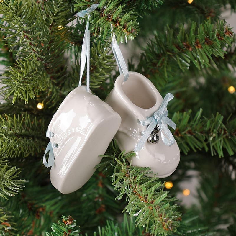 Ceramic baby shoes store ornament