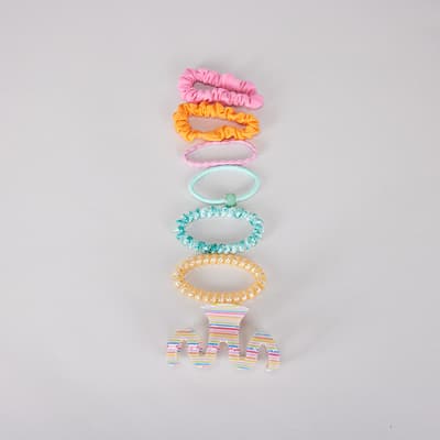 Rainbow Hair Tie and Clip Set