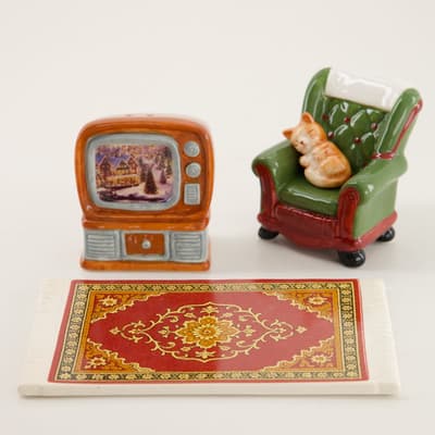 Vintage TV and Cat Salt and Pepper Set