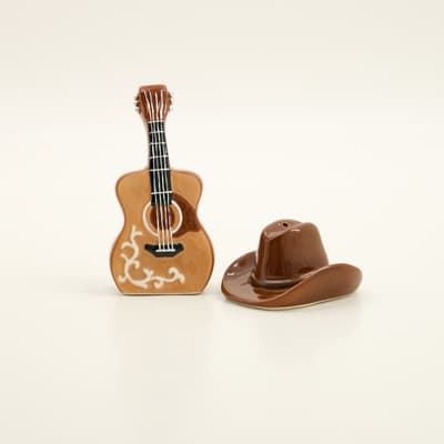 Guitar and Cowboy Hat Salt and Pepper Set