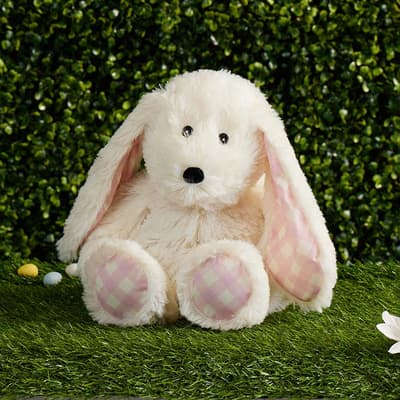 Cream Bunny with Pink Gingham Ears Warmies