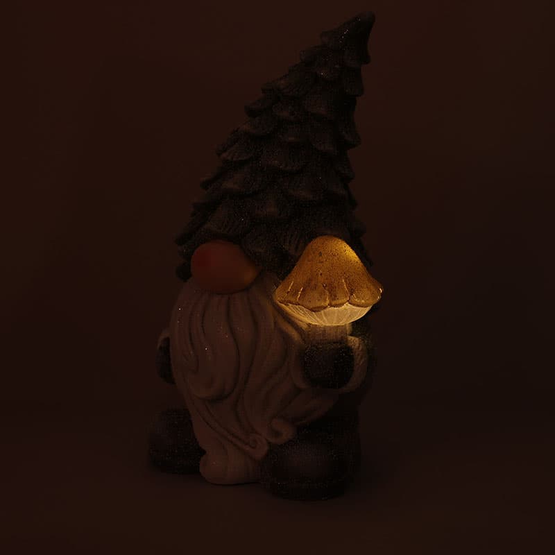 Gnome Roasting Marshmallows / Gnome with Campfire Ceramic Sculpture / Gnome, Mushroom, Marshmallow & shops Ladybug Scene / Gnome Village