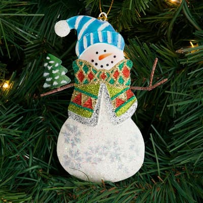 Glitter Snowman Ornament