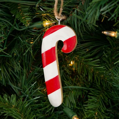 Wooden Candy Cane Ornament