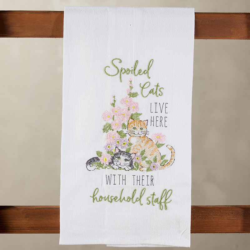 Cats Staff Embroidered Flour Sack Towel
