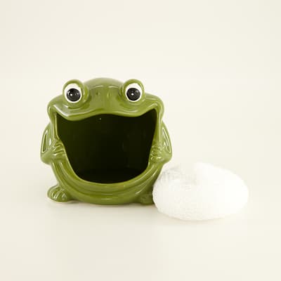Stoneware Frog Scrubby Holder with Scrubby