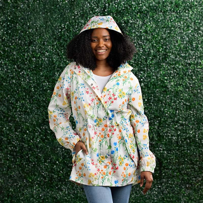 Floral print 2025 rain jacket