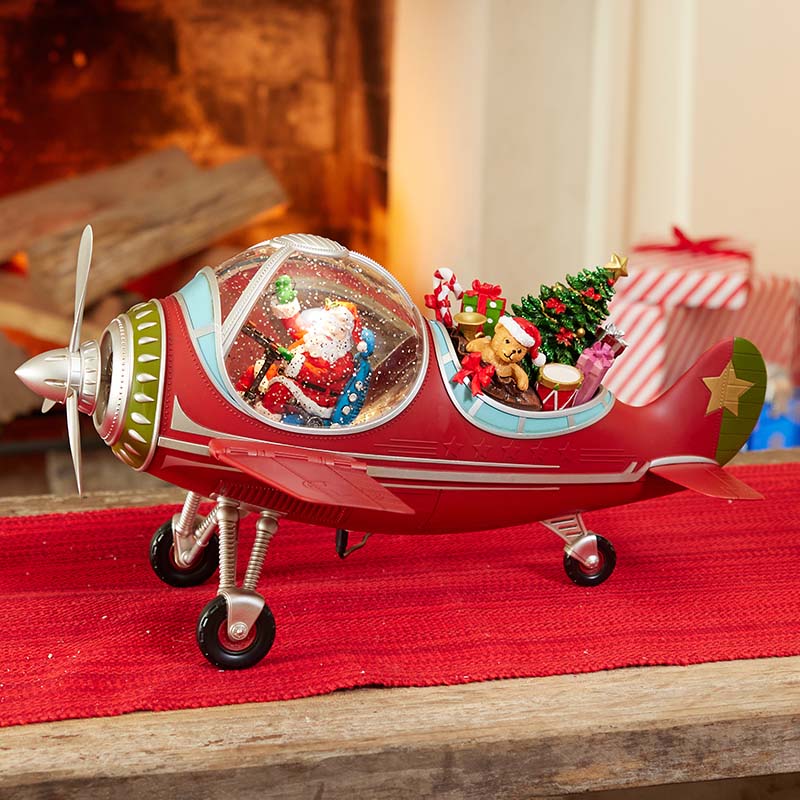 Biplane Glitter Globe Cracker Barrel