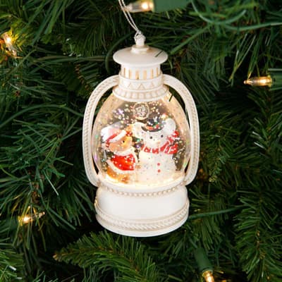Snowmouse Lantern Glitter Globe Ornament