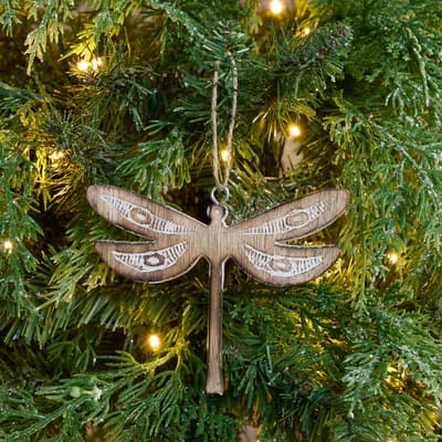 Wooden Carved Dragonfly Ornament