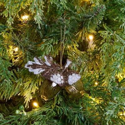 Brown Acorn with Glitter Caps Ornament