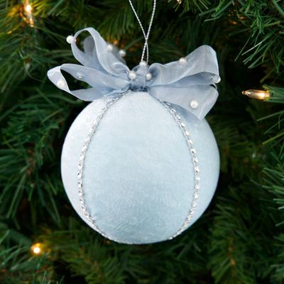Blue Velvet Ball Ornament
