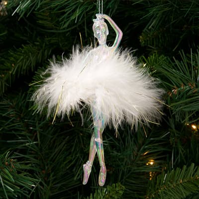 Iridescent Ballerina Feather Tutu Ornament