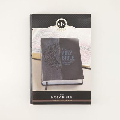 KJV Gray Lion Faux Leather Bible