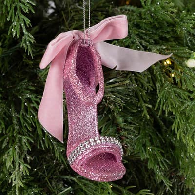 Pink Glitter High Heel Ornament