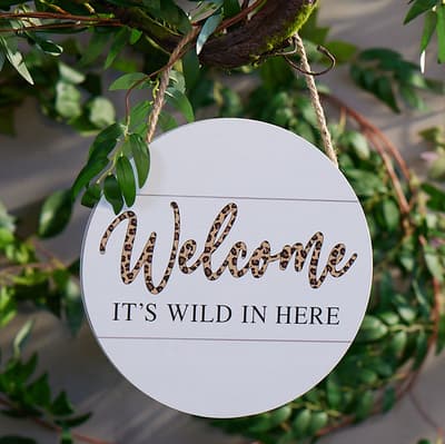 Leopard Print Welcome Hanging Sign