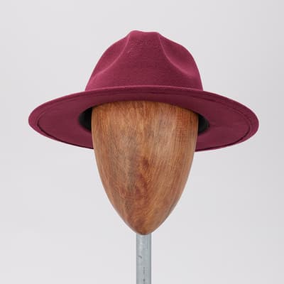 Burgundy Felt Fedora with Strap