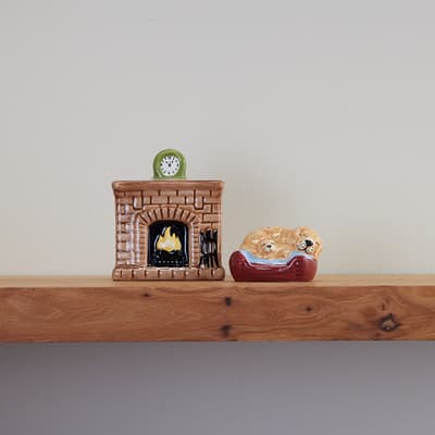 Dogs And Fireplace Salt and Pepper Set