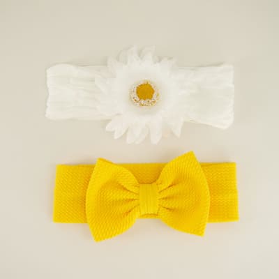 Infant 2 Pack Daisy and Bow Headband Set