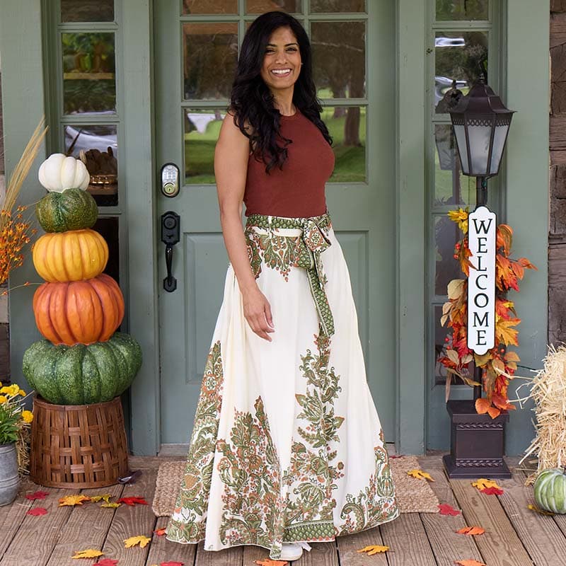 Harvest Print Maxi Skirt Cracker Barrel