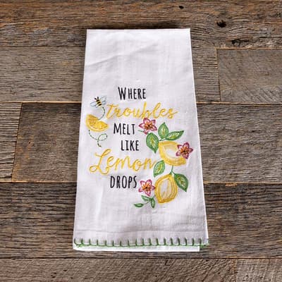 Lemon Drops Embroidered Flour Sack Towel