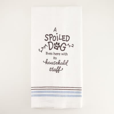 Spoiled Dog Embroidered Tea Towel